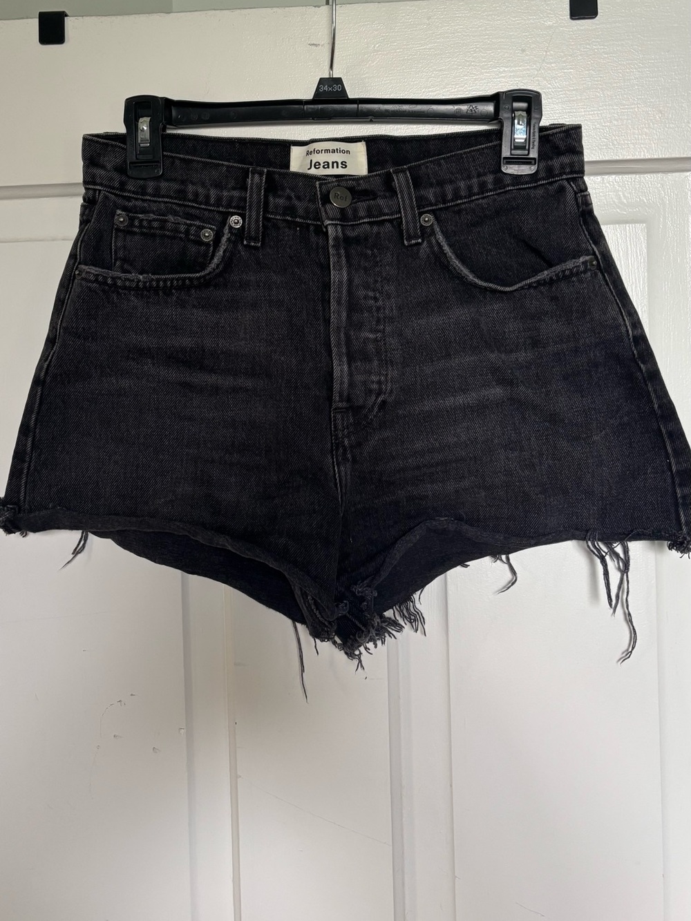 High-Rise Black Denim Cutoff Shorts -